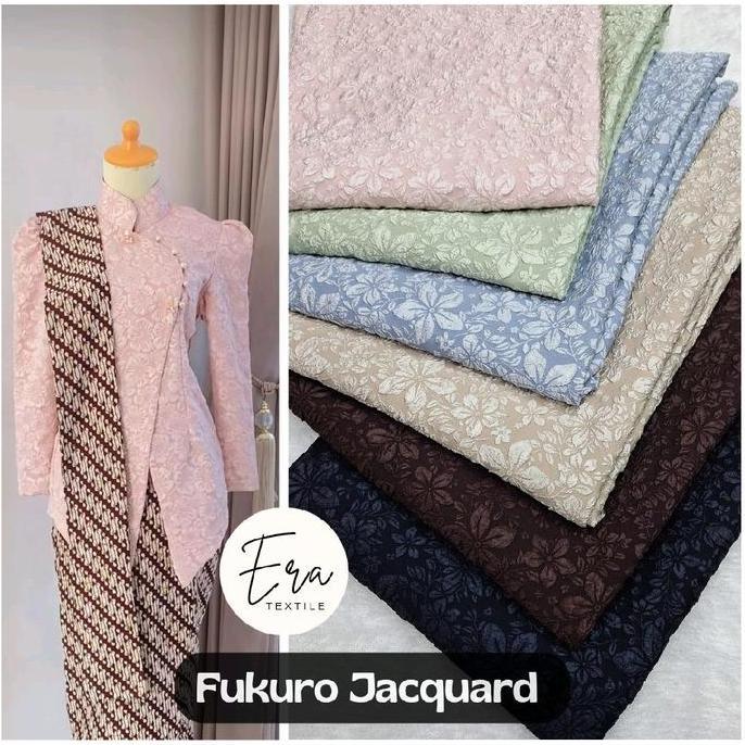 Sora- Kain Fukuro Jacquard Emboss Premium , Bahan Kebaya Janggan Elegant - Bahan Jacquard Fukuro, Ja