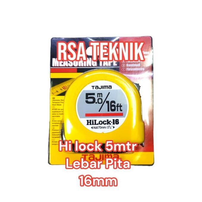 PROMO - TAJIMA Meteran-Measuring tape Hi lock 5 meter kuning ORI JAPAN
