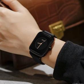 PO GUOU Black Jam Tangan Wanita Original Korean Watch Waterproof Silicone Strap Quartz Women's Watch