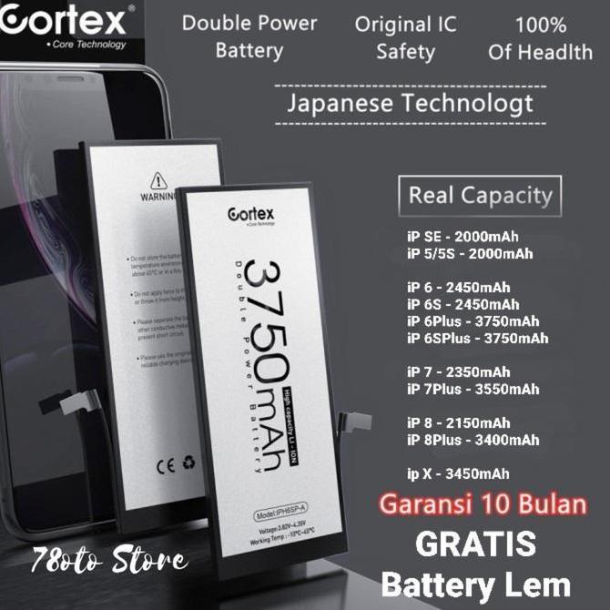 BEBAS ONGKIR - Batre baterai iphone 6/6S/6Plus/6SPlus double power cortex Original