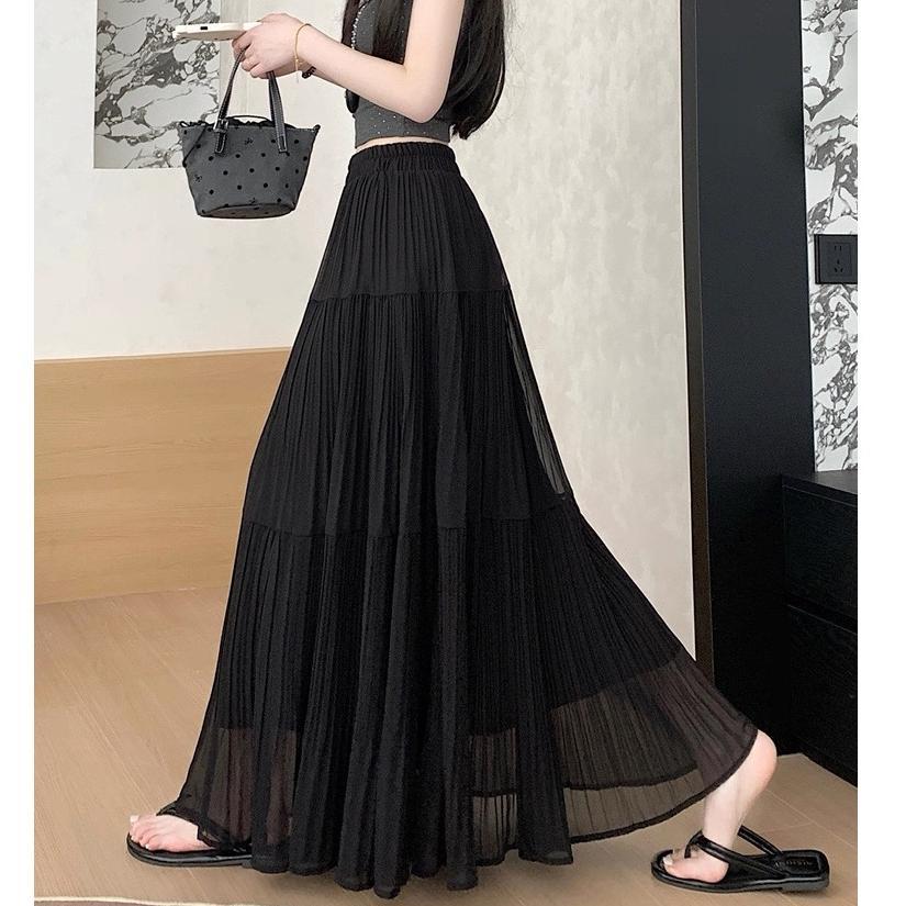 BIG SALE Reiko Skirt / Rok Panjang Susun Wanita Sifon Plisket Crinkle Layer Maxi Skirt Rok Plisket I