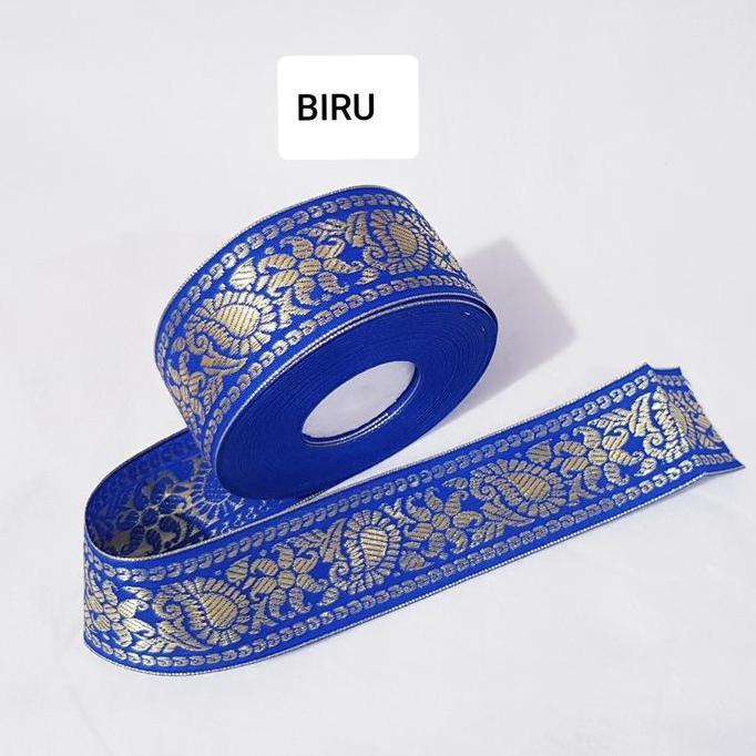 Lansungaja- Pita Renda Motif Batik Gold Lebar 5Cm Isi 20Yard