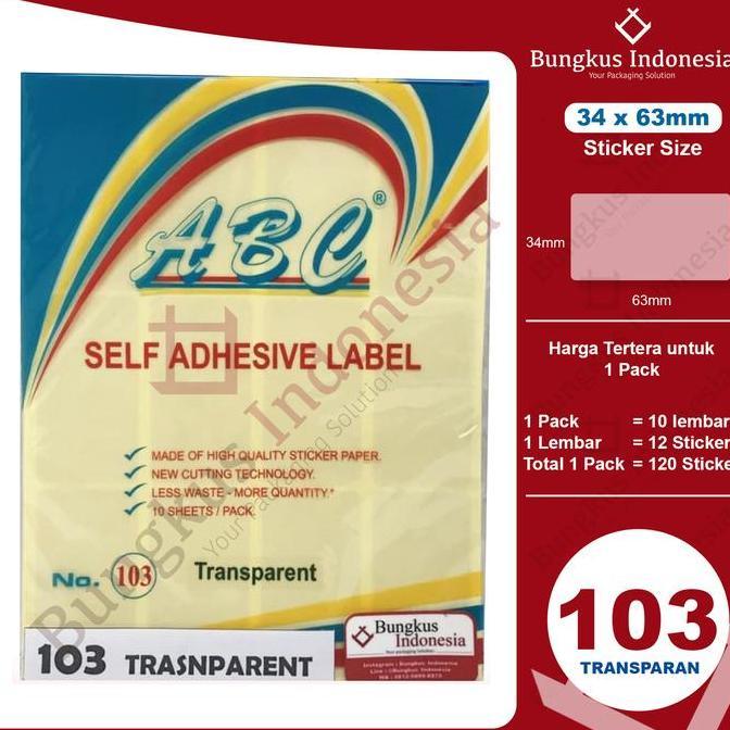Ready Stiker Label ABC No 103-TRASNPARAN LABEL UNDANGAN