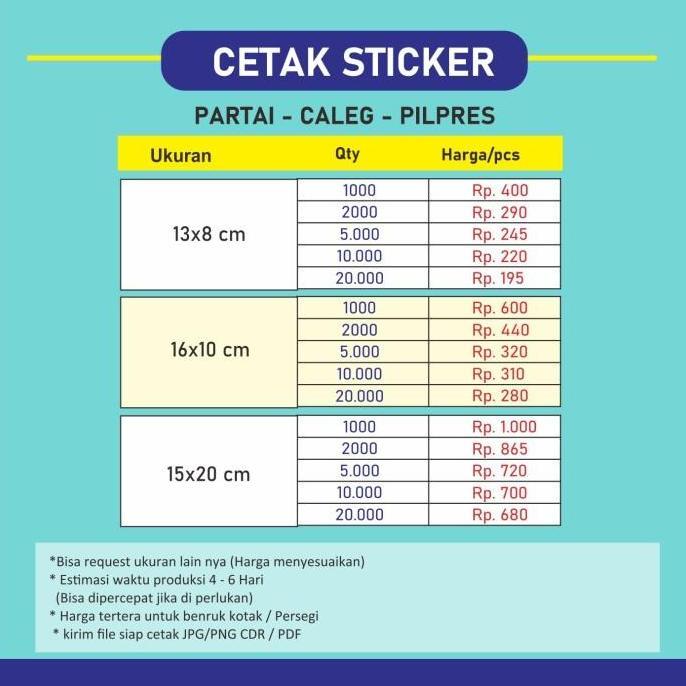 Ready Cetak Stiker Caleg Partai Kampanye