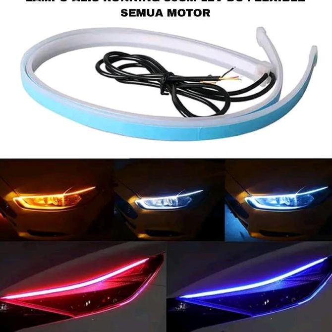 1 Pasang Lampu Alis Led Running 30Cm 12V Dc Flexible / Lampu Alis Motor Led Running Senja Dan Sen /L