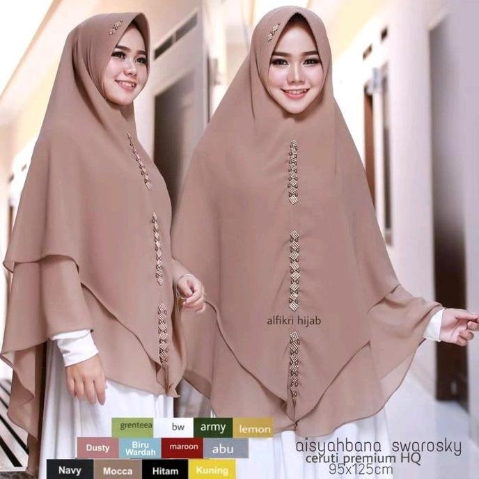 VIRAL HIJAB INSTAN 2 LAYER CERUTY PREMIUM PAYET SW Jilbab Jumbo Syar'i Khimar 2 Layer Cerruty Kekini