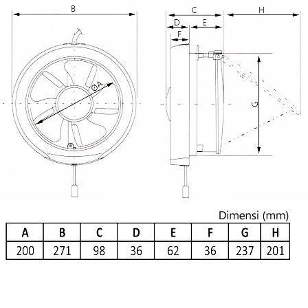 Exhaust Fan kaca 8inch KDK Import Window Mount manual 20WUD