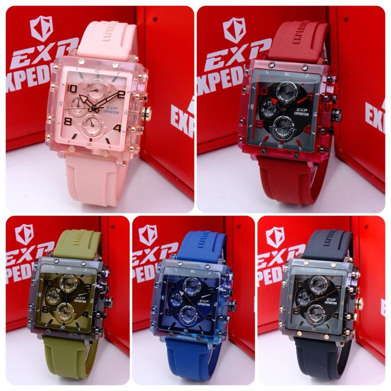 JAM TANGAN WANITA EXPEDITION E 6808 M / 6808 ORIGINAL STRAP RUBBER SILICONE