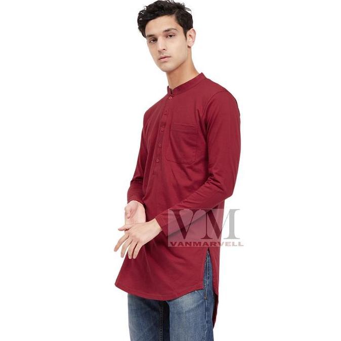 PROMO DISKON - VM Gamis Merah Maroon Gamis Jumbo Gamis Pria Baju Koko Polos
