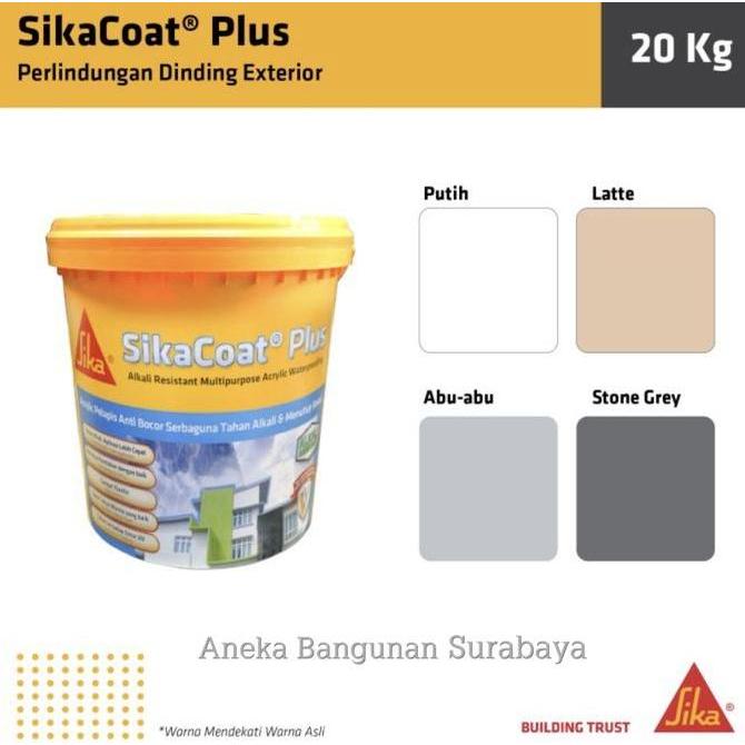 TERBARU - SikaCoat Plus 20kg pail Sika Coat pelapis tembok dinding atap genteng eksterior anti bocor