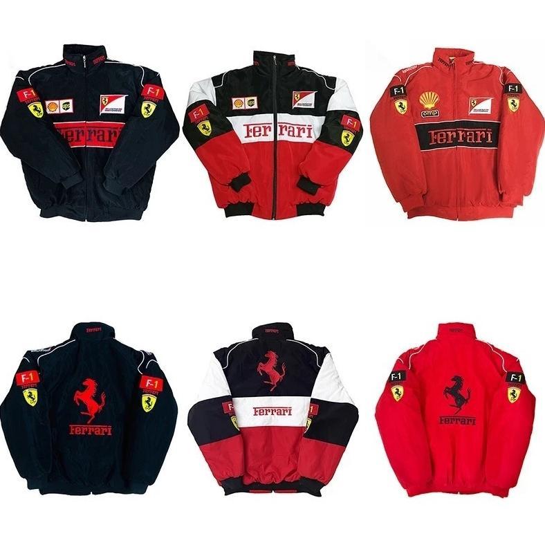 FLASH SALE [Ready Stock]Jaket Racing Bordir Retro Sport Ferrari F1 Red Bull Unisex Varsity Baseball 