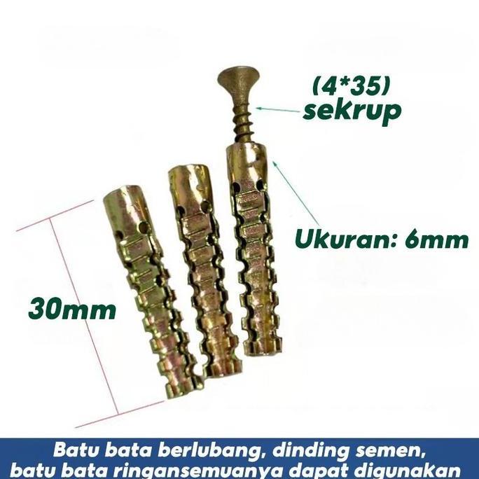 Promo 50Pcs Angkur Baut Pengait Skrup Tembok Zinc Plated Expansion Anchor/Baut Angkur Dinding /Sekru