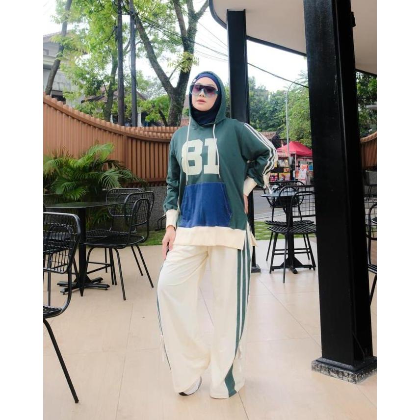 Oneset Sporty Galina by Numiaa Fashion - Set Atasan dan Celana untuk Aktivitas Olahraga Islami