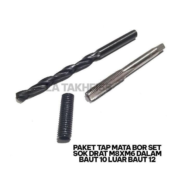 Promo Paket Komplit Tap Mata Bor Set Sok Drat M8Xm6 Baut 10 Verbos Baut Cvt Fasteners & Hooks Cod