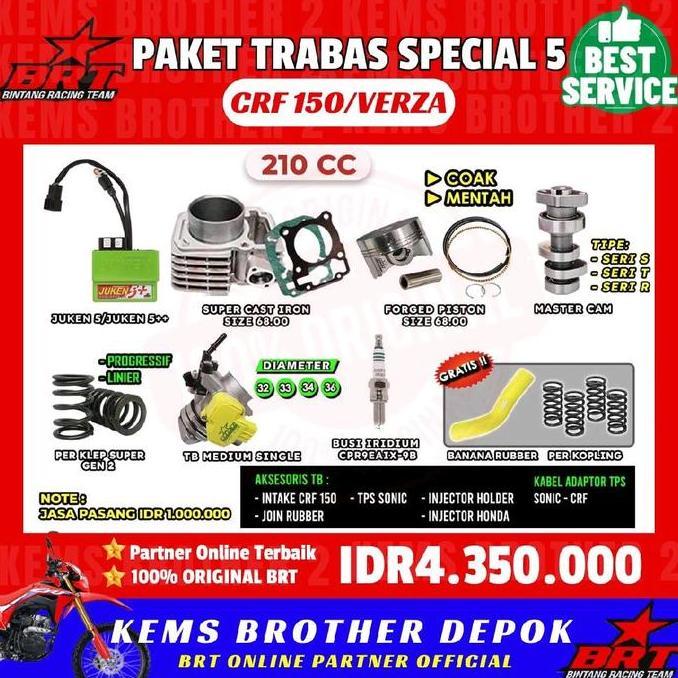 MARTEKNO PAKET BORE UP CRF BRT 200 CC DAN 210CC ORIGINAL BRT Free Ganjelan Klep