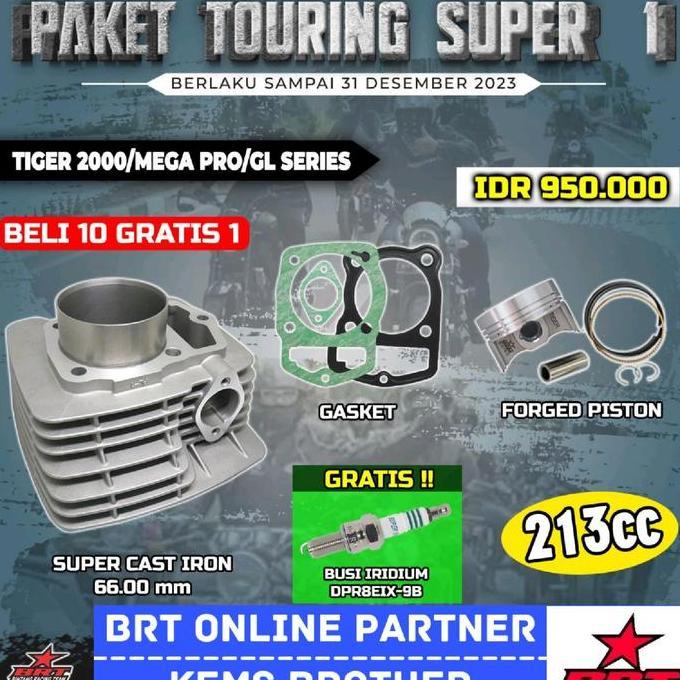 MARTEKNO BLOK BRT TIGER CASTING IRON PISTON 66 FREE BUSI BRT