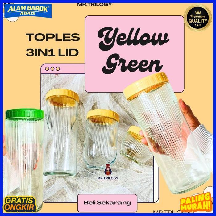 Viral Toples Kaca Set 3 Pcs Tempat Wadah Penyimpanan Kue Kering Lebaran Idul Fitri Lebaran Jar Kaca 