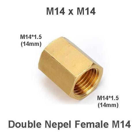 Double Nepel M14 Female M14 * 1.5 Cewek Konektor M14 x M14