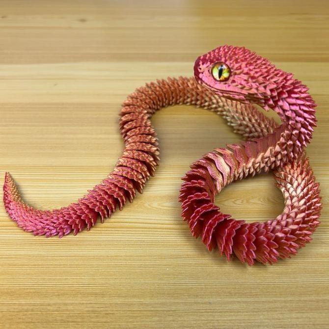 RAFENU Mainan 3D Printing Ular / Hiasan Ular / Ular Simulasi Dapat Digerakkan Multi-Sendi