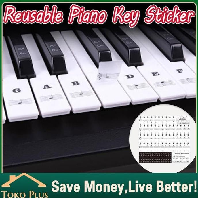 TWOVAN 37/49/54/61/88 Key Piano Sticker Keyboard Piano Transparan