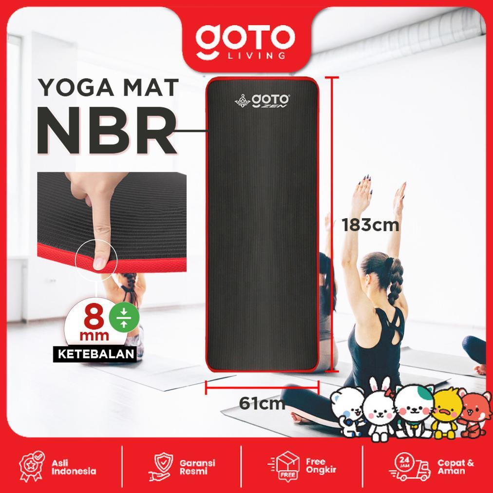 official goto zen nbr yoga mat 8mm matras olahraga poundfit anti slip tebal