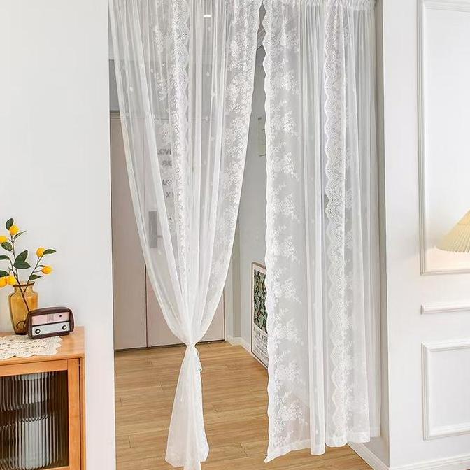 TOPFUF Vitrase Gorden Tirai Minimalis Tirai Pintu Gorden Jendela Putih Gorden Jaring Tirai Kamar Tid