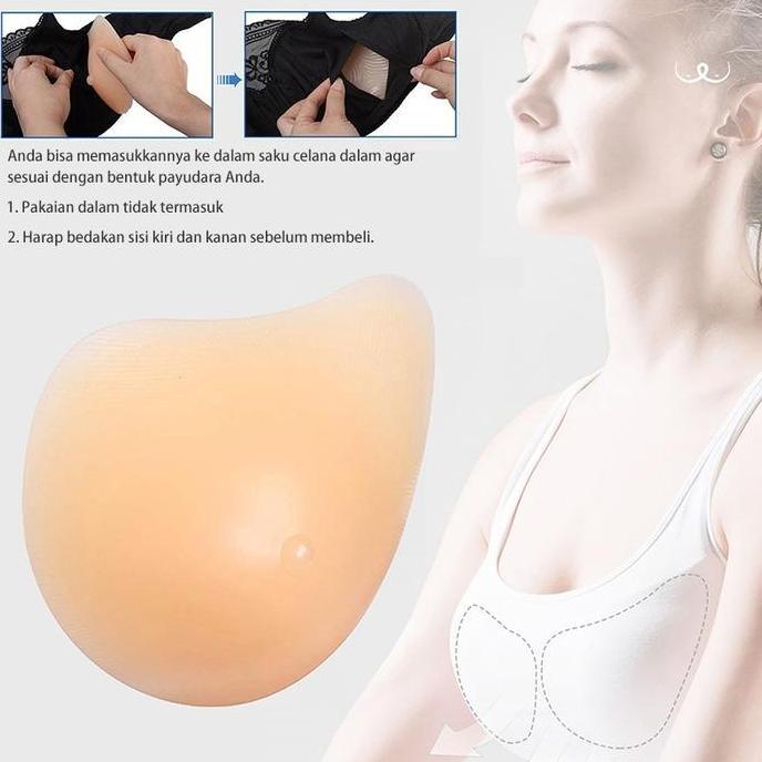 WASEUKA 1 Buah Payudara Palsu Spiral Silicone Silikon Bra Mastektomi Silikon Bra Mastektomi Insert P