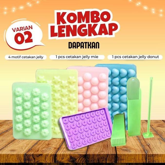 KOMBO LENGKAP 4 Cetakan Es Batu Jelly Bunga, Star, Ball, Love, Cetakan Jelly Kombinasi, Cetakan Jell