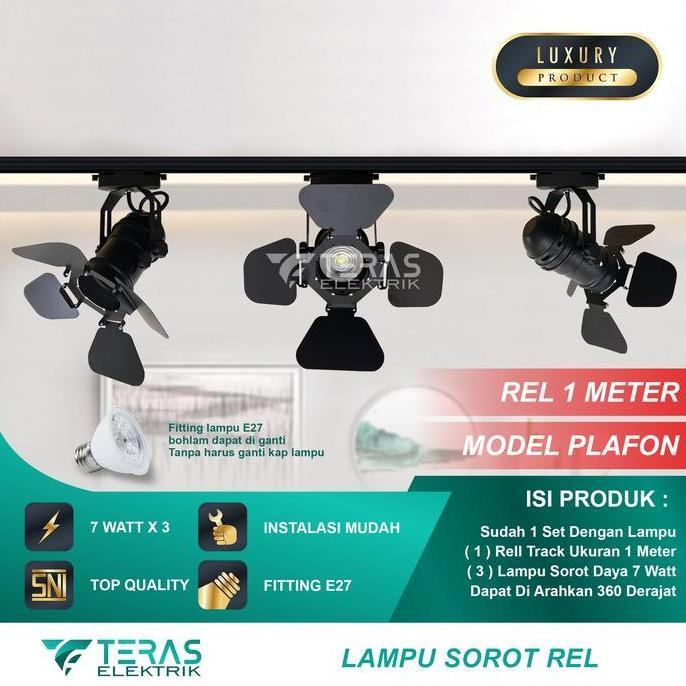 Paket lampu sorot rel 7 Watt isi 3 model mini studio tracklight studio IRF