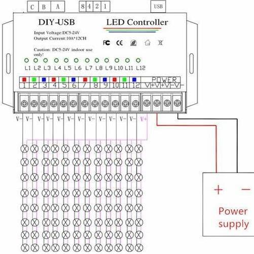 LED Controller 12 Channel DIY USB Programmable