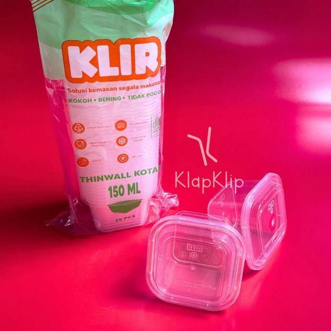 1pack 25set Thinwall Square 150ml KLIR Kotak 150 ml KLIR - Kotak Puding Kecil ukuran 150ml - Tempat 