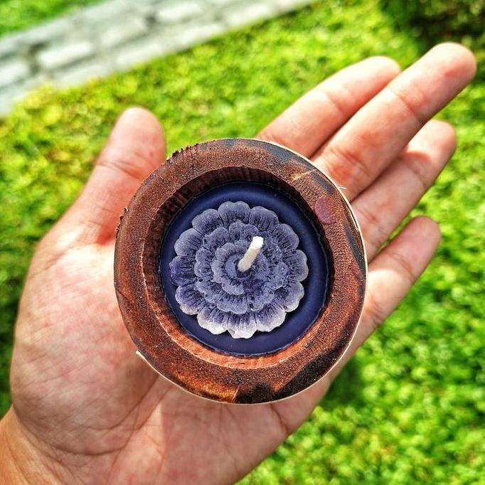 Lilin Bambu Aromatherapy Khas Bali Motif Bunga / Lilin Aroma Segar / Lilin Lucu / Pengharum Ruangan 