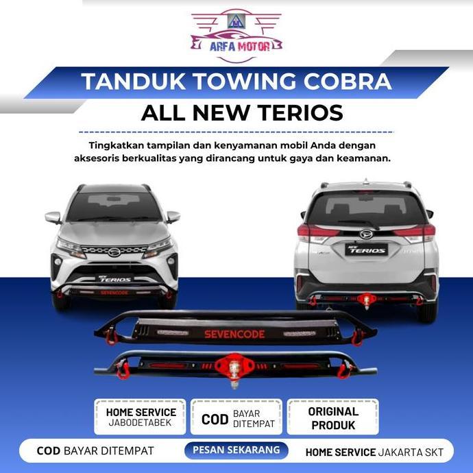 PAKET TANDUK TOWING BAR TERIOS ALL NEW RUSH MODEL COBRA BESI PELINDUNG BEMPER MOBIL DEPAN BELAKANG O