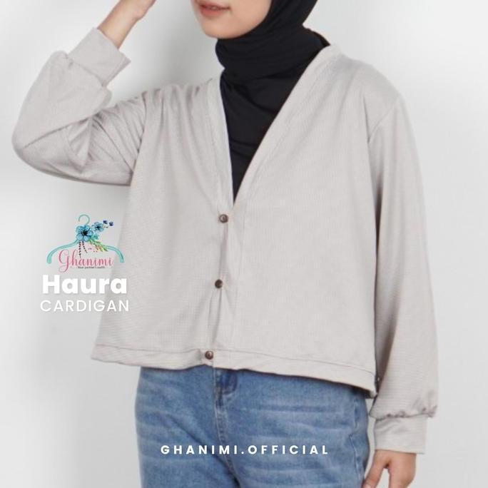 Ghanimi - Haura Cardigan / Outer Knit Motif / Outer Tangan Panjang / Atasan Wanita Casual Formal / C