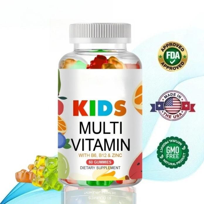 60 pcs Permen Jeli Multivitamin untuk Anak-anak - Vegetarian, Bebas GMO & Bebas Gluten - Permen Jeli