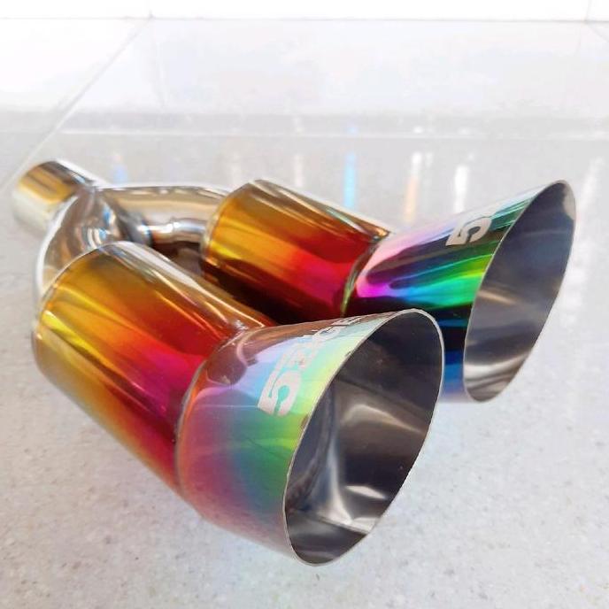 KNALPOT MOBIL 5ZIGEN TAILPIPE DUALOUT PELANGI UNIVERSAL MOBIL DENGAN LASER MARKING MOTORCYCLE PEREDA