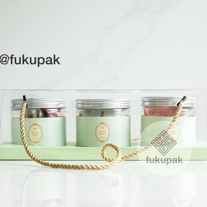(20 pcs) Fukupak Box Mika Tali untuk 3 toples kue kering kotak hamper cookies mika kue cake dessert 