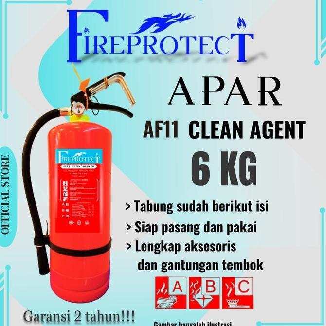 FIRE PROTECT Apar Pemadam Api AF11 Clean Agent 6kg Non-Halon Ramah Lingkungan Cocok untuk Rumah Tang