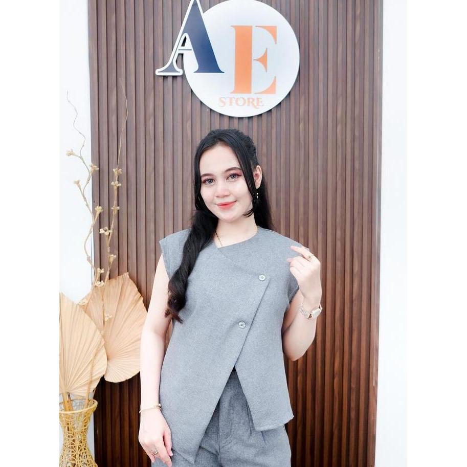 Velvore Vest Blazer One Set Wanita Korean Style Outfit Kantor Daily Casual Semi Wool Import Gracella