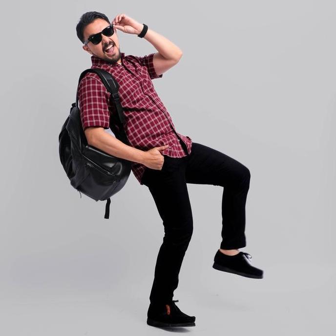 DGM Kemeja Flanel Pria Lengan Pendek Merah Garis Putih Kemeja Pria Flanel Pria Kemeja Pendek 2946 HT