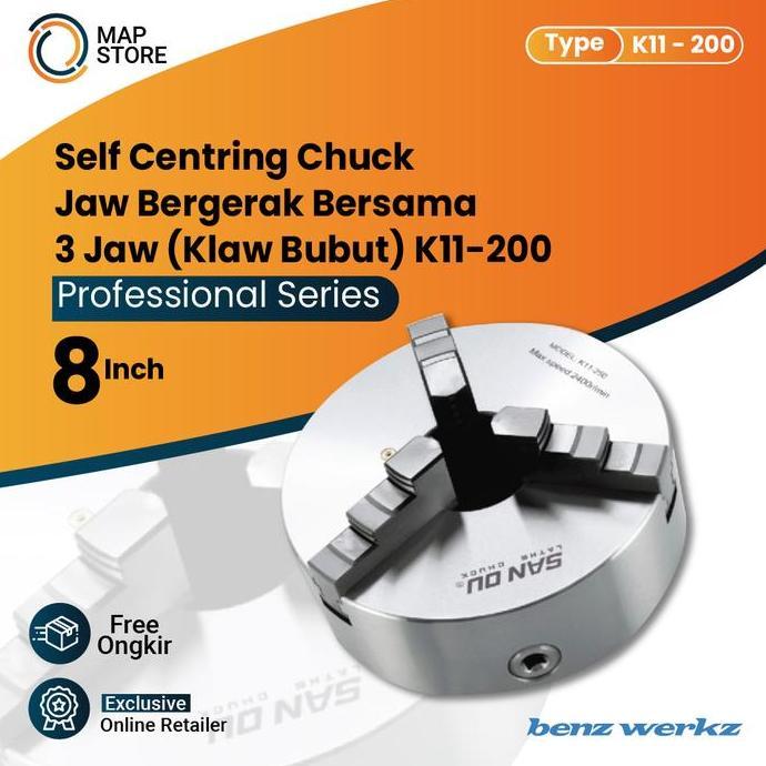 Chuck Bubut 8" 3 Jaw Claw Bubut 3 Jaw Catok Kepala Bubut 8 Inch Terbaru !!!