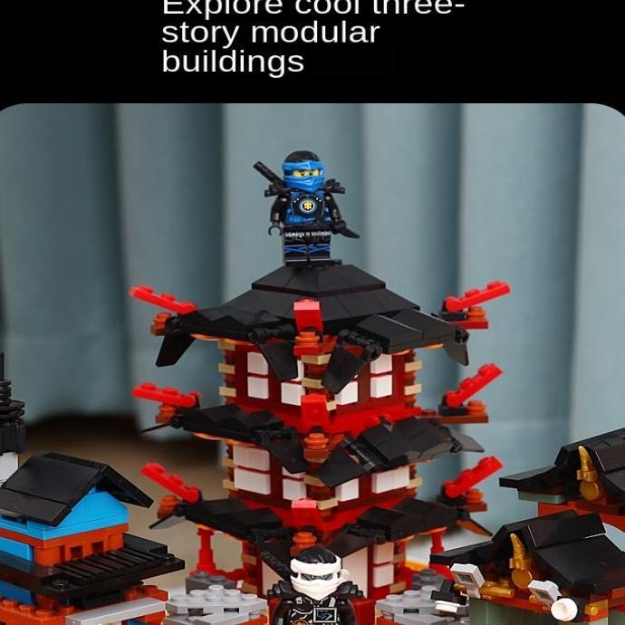 810Pcs 6 Figures Mainan Ninjago/Ninja Fire Temple Building Blocks