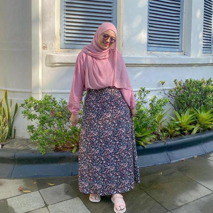 sheraa.id | ROK JUMBO FLORAL SKIRT JUMBO MUAT BB 70-95 KG | ROK Panjang Wanita A-LINE MOTIF BUNGA De