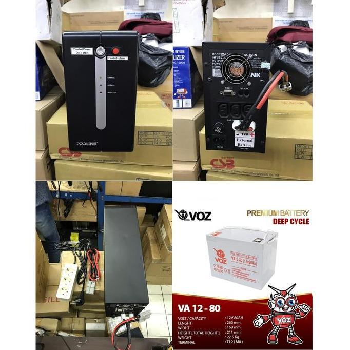 Paket Ups Modif Server Pulsa Prolink 1200Va + Battery 12v 80Ah Murah