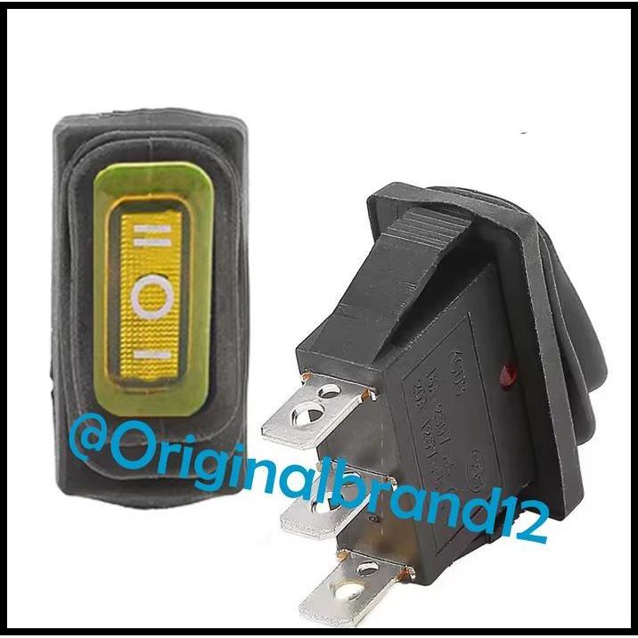 TERBARU SAKLAR WATERPROOF KECIL LAMPU ON OFF ON AC 3 PIN  ROCKER SWITCH ANTI AIR 3 KAKI 