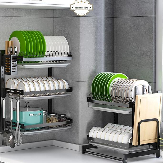 Rak Piring Gantung Rak Dapur Rak Dinding Rak Besi Anti Karat Rak Penyimpanan Mangkuk