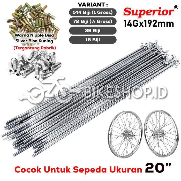 Spoke Jeruji Jari-Jari Sepeda 20" Inch 14Gx192mm CP Silver Superior Sepeda Lipat BMX Minion | High Q
