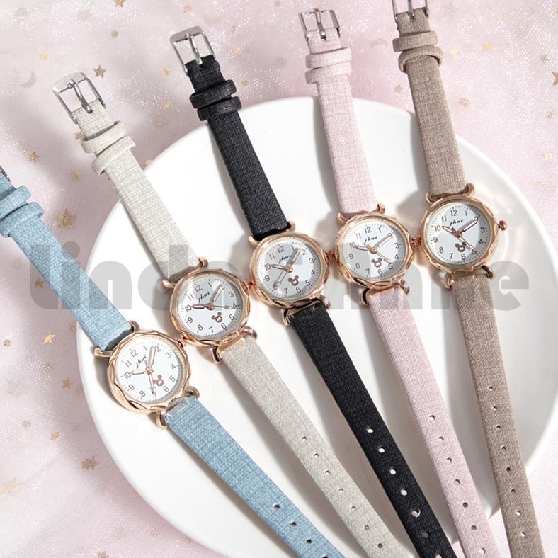 sale Jam Tangan Wanita Jhui Harajuku Motif Minnie Analog Quartz Strap Pu