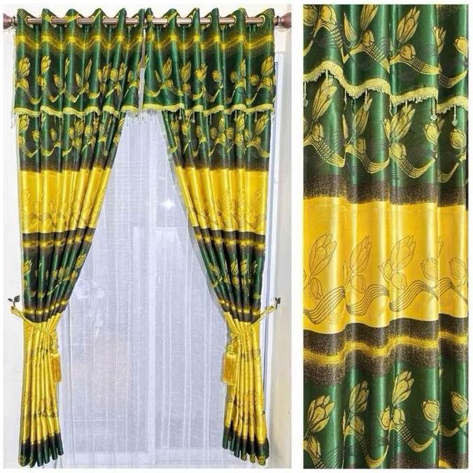 Gorden Jendela Rumbai Korden Batik Mewah 1M & 1,5m Tinggi 220cm Ruang Tamu Pintu Tengah Motif Tulip 
