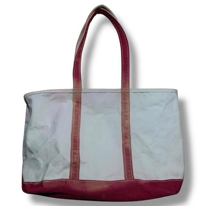 Vintage LL Bean Boat & Tote XL Made in Usa Canvas Bag Red White